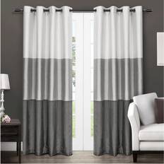 Blue Curtain Accessories Exclusive Home Chateau Striped Faux Silk Light Filtering Grommet Top