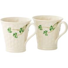 Belleek Pottery Shamrock Basketweave Cup & Mug 32.531cl 2pcs