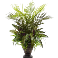 Nearly Natural Artificial Mixed Areca Palm, Fern and Peacock with Planter 27"