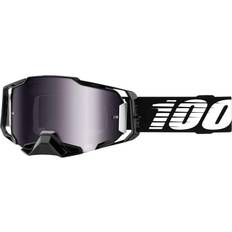 100% Armega Mirror Black Motocross Goggles, silver