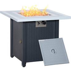 OutSunny Fire Pits & Fire Baskets OutSunny Outdoor Propane Gas Fire Pit Table With Lid And Lava Rocks