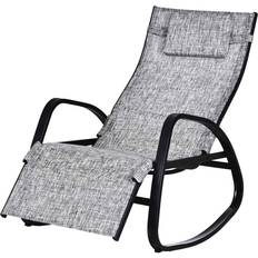 Outdoor Rocking Chairs Garden & Outdoor Furniture OutSunny Patio Adjust Lounge Chair w/ Footrest- Grey
