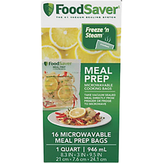 FoodSaver Microwavable Meal Prep Plastic Bags & Foil 16pcs 0.95L