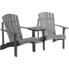 Sunbathing Garden Chairs OutSunny Alfresco Double Adirondack Chairs, Grey