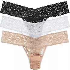 Hanky Panky Signature Lace Low Rise Thongs 3-pack - Black/White/Chai