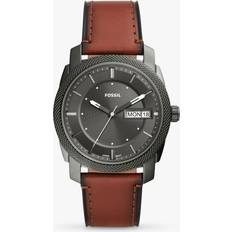 Fossil Machine Three-Hand Date Brown Leather