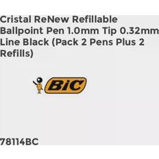 Bic Cristal ReNew Refillable Ballpoint Pen 1.0mm Tip 0.32mm Line Black