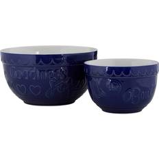 Premier Housewares Bowls Premier Housewares Gigi Blue/White Round Mixing Set of 2 Bowl