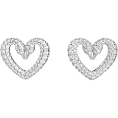 Transparent Earrings Swarovski Una Heart Studs - Silver/Transparent