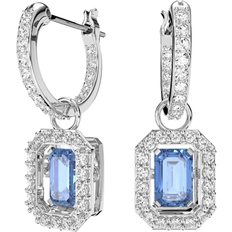 Transparent Earrings Swarovski Millenia Octagon Cut Drop Earrings - Silver/Blue/Transparent
