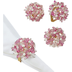 Transparent Napkin Rings Saro Lifestyle Beaded Floral Bouquet Napkin Ring 3.81cm 4pcs