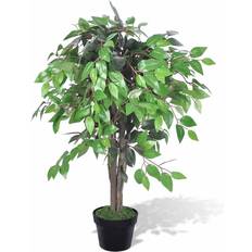 Wood Artificial Plants vidaXL Artificial Plant Ficus Tree with Pot 90 cm Artificial Plant
