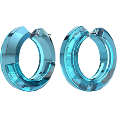 Swarovski Lucent Hoop Earrings - Blue/Silve