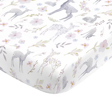 NoJo Floral Deer Fitted Crib Sheet 28x52"