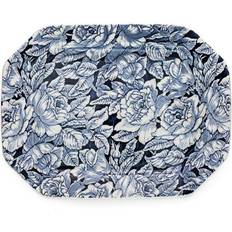 Burleigh Serving Platters & Trays Burleigh Ink Blue Hibiscus Rectangular Platter 34cm Serving Dish