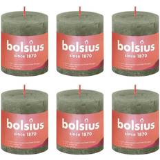 Green Candles Bolsius Rustic Pillar Shine 4 pcs 80x68 mm Fresh Olive Candle