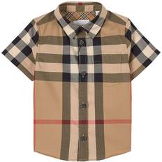 Beige Tops Burberry Kid's Vintage Check Stretch Cotton Shirt - Archive Beige