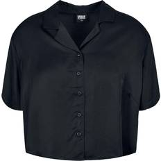 V-Neck Shirts Urban Classics Ladies Viscose Satin Resort Shirt Short-sleeved Shirt