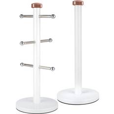 Pink Kitchenware Tower Linear Kitchen Roll Holder and Tree Rose Gold/White Paper Towel Holder