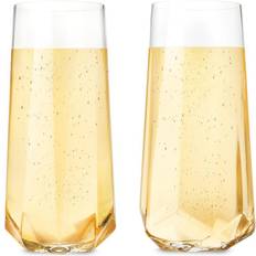 Viski Raye Faceted Crystal Set of 2 Champagne Glass