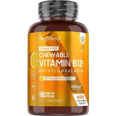 WeightWorld Vitamin B12 Chewable Tablets 1000mcg 400 Tablets 1 Year Supply Natural Lemon Flavour