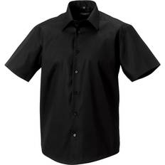 Russell Collection Mens Short Sleeve Tailored Ultimate Non-Iron Shirt (16inch) (Black)