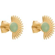 ENAMEL Copenhagen Soleil Stud Earrings - Gold/Dusty Green
