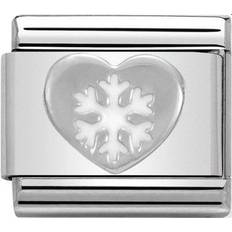 Nomination Classic Silvershine Christmas Heart and Snowflake Charm - Silver/White