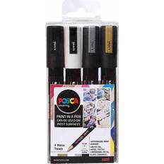 White Markers Pack of 4 Uni Posca Mono-Tone Marker Pens Medium