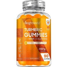 Vitamins & Minerals WeightWorld Turmeric Gummies 2100mg 90 Gummies 3 Months Supply Lemon Flavour with Ginger & Black Pepper 90 pcs