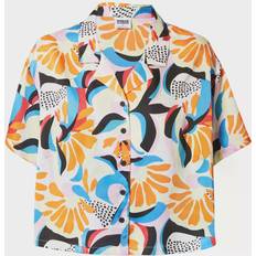 Urban Classics Ladies AOP Satin Resort Shirt Short-sleeved Shirt