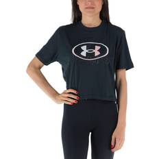 Polyester - Women Tank Tops Under Armour Women's Live Sportstyle Graphic Tank Knit Tops Black/Penta