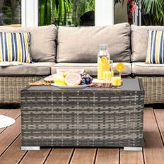 Outdoor Coffee Tables Garden & Outdoor Furniture OutSunny Rattan Coffee Table 867-069CG Deep Grey