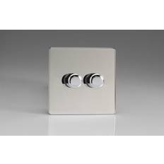 Dimmers Varilight JDCP252S Screwless Polished Chrome 2 Gang 2-Way Push-On/Off LED Dimmer 0-120W V-Pro