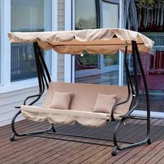 Outdoor Sofas & Benches Garden & Outdoor Furniture OutSunny Alfresco 3 Seater Garden swing, Beige