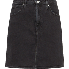 Tape Denim Skirt - Black
