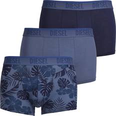 Men - Multicoloured Men's Underwear Diesel 3-Pack Solid & Floral Print Boxer Trunks, Blue/Navy
