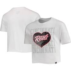 New Era T-shirts New Era Girls Youth Cincinnati Reds Flip Sequin Heart Crop Top
