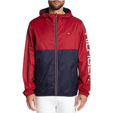 Tommy Hilfiger Men - XL Rain Clothes Tommy Hilfiger Colorblock Hooded Rain Jacket - Red