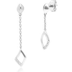 Gemondo Mismatched Dangle Drop Earrings - White Gold/Diamonds