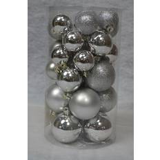 Kaemingk Pack of 30 Assorted Shatterproof Bauble Decorations Silver Christmas Tree Ornament