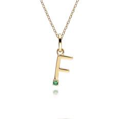 Yellow Necklaces Initial F Emerald Letter Charm Necklace in 9ct