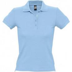 Sol's Women's People Pique Short Sleeve Cotton Polo Shirt - Sky Blue