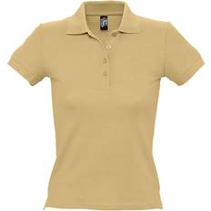 Beige - Women Polo Shirts Sol's Women's People Pique Short Sleeve Cotton Polo Shirt - Sand