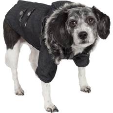 Pet Life Ruff-Choppered Denim Fashioned Wool Dog Coat Jacket S