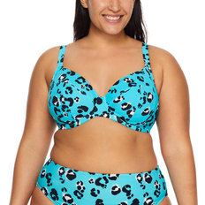 Blue - Women Swimwear Elomi Plus Size Kotiya Plunge Underwire Bikini Top - Lagoon