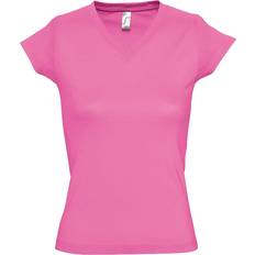 Sols Moon V Neck Short Sleeve T-shirt - Orchid Pink