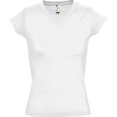Sols Moon V Neck Short Sleeve T-shirt - White