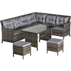 Metal Outdoor Lounge Sets Garden & Outdoor Furniture OutSunny 860-025GY Outdoor Lounge Set, 1 Table incl. 3 Sofas
