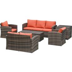 Metal Outdoor Lounge Sets Garden & Outdoor Furniture OutSunny 860-120V70 Outdoor Lounge Set, 2 Table incl. 2 Chairs & 2 Sofas